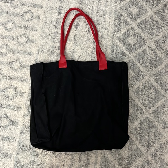 Black Tote with Red Handles - Picture 2 of 3